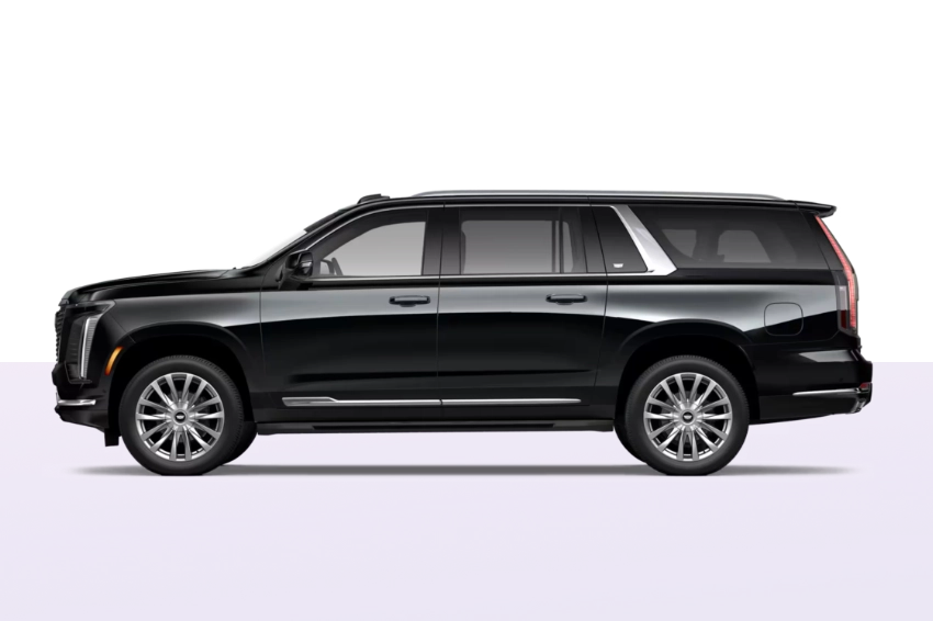 Executive luxury black SUV on road
